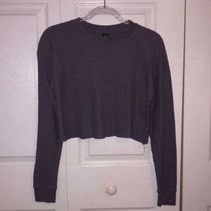 Target Long Sleeve Waffle Knit Purple Crop, Size XS